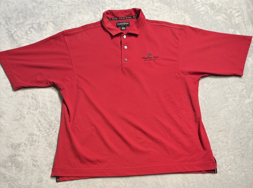 Large FootJoy Polo Golf Shirt Red Performance Raspberry Falls Golf Hunt Club FJ